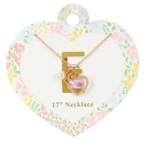 Initial Letter Necklace Floral New jewelry heart gold colored flowers clear E